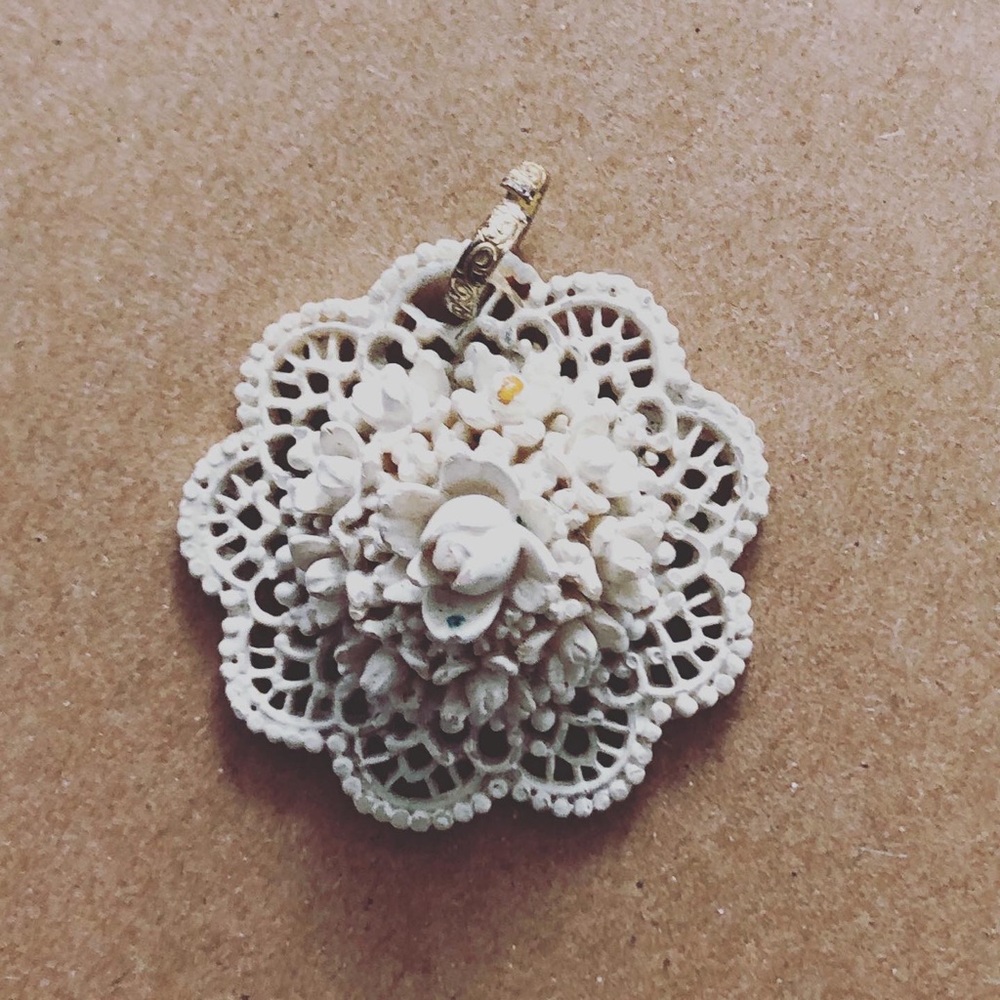 Vintage Necklace Charm White